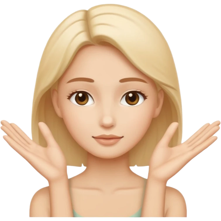 Minimal emoji representing reduced facial puffiness, soft hand gesture shaping the face contour, balanced and natural appearance, wellness-focused, simple and easy to understand
 emoji