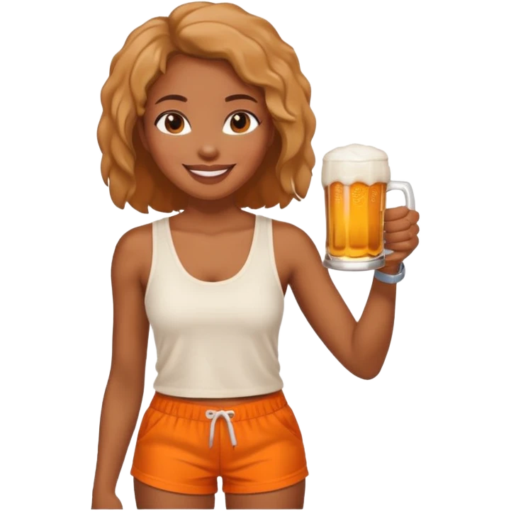 Hot wife in tank top and big boobs young African american, like picture three but put a beer in her hand and white top with orange shorts emoji