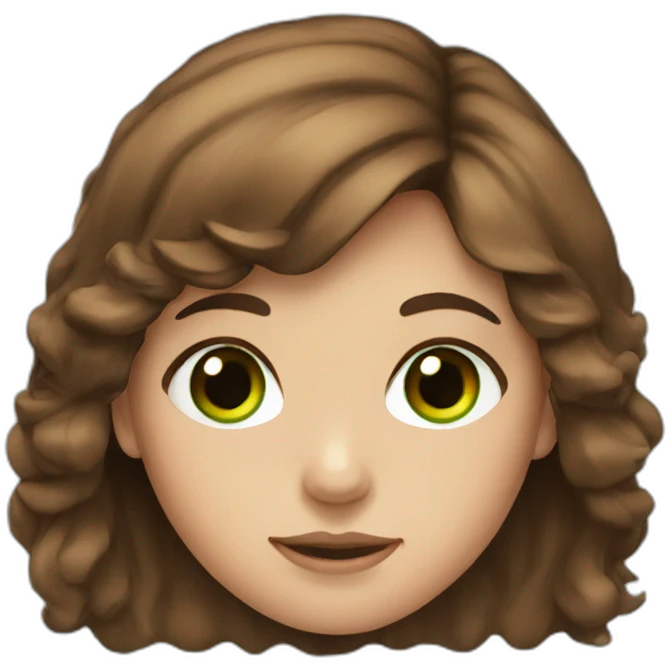 Brown hair girl with green eyes  emoji