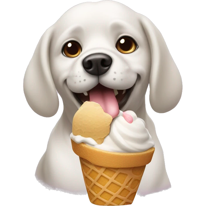 A dog eating ice cream emoji