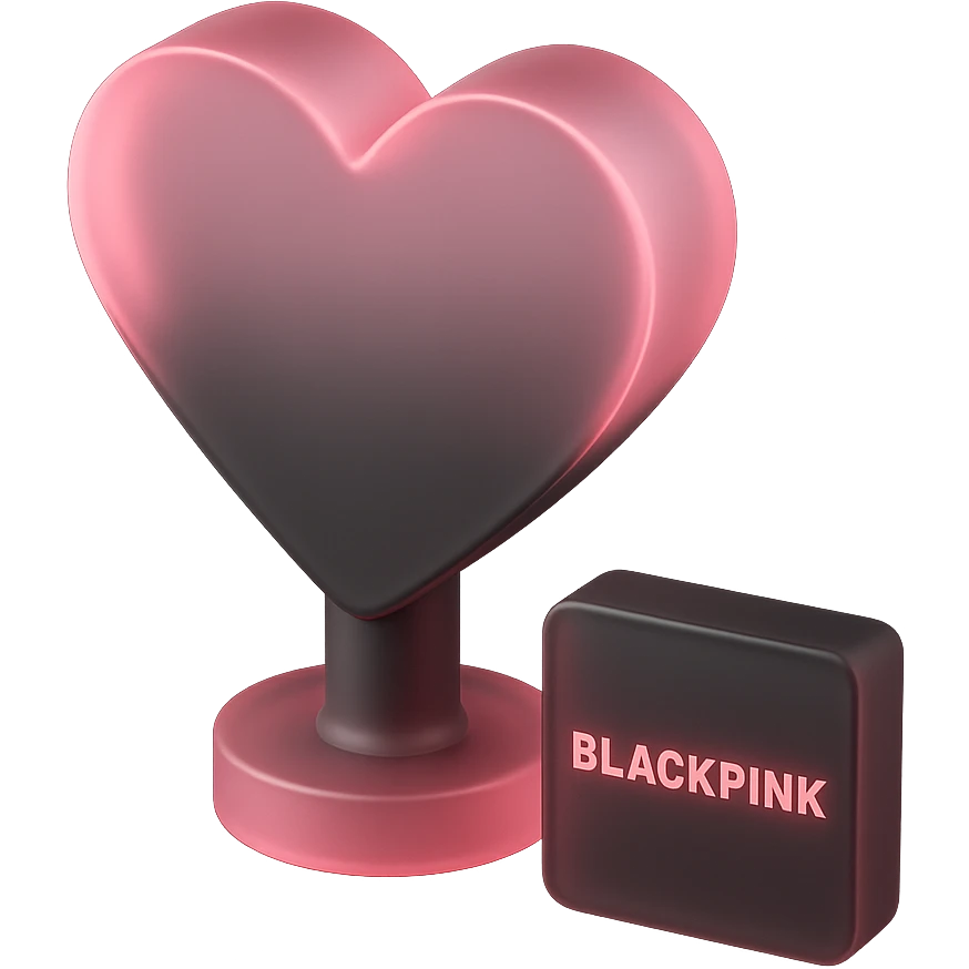 BLACKPINK-inspired object, black and pink colors, sleek and translucent effect, matte glass style emoji