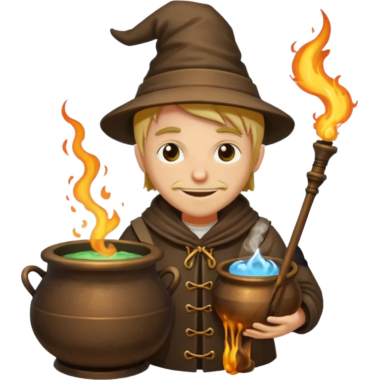 alchemist leaning on cauldron smug smile emoji