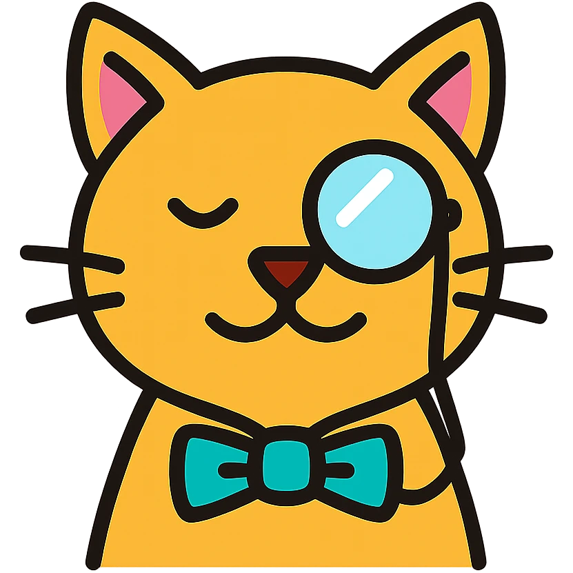 A sophisticated cat wearing a monocle, elegant, fancy feline emoji