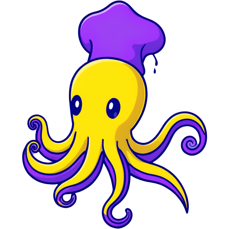 A purple squid with ink spray emoji