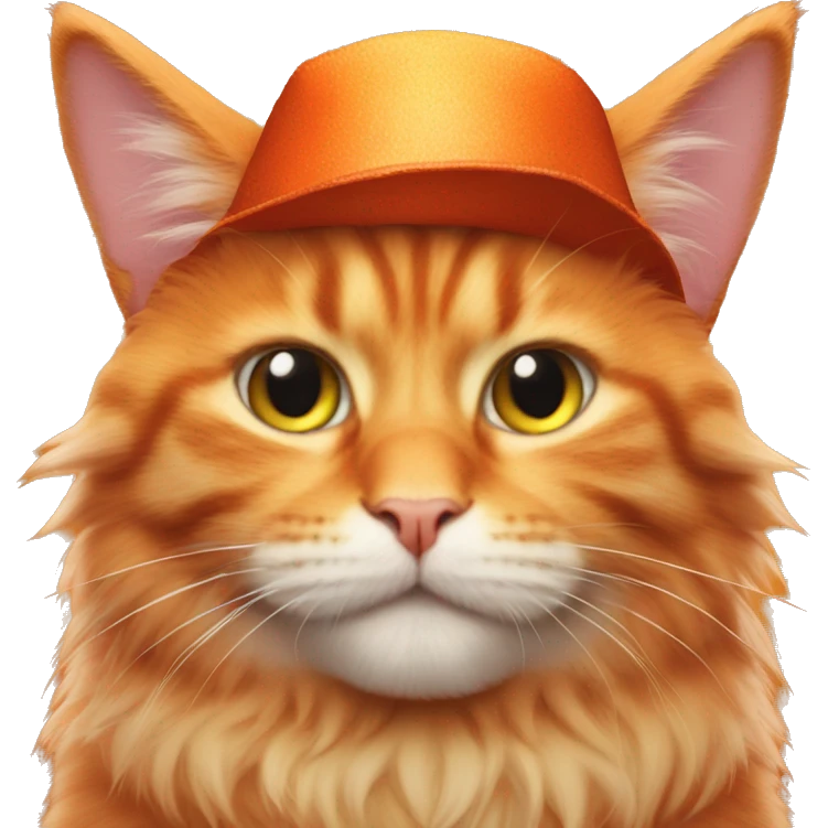 Orange fluffy cat wearing devil horn hat  emoji