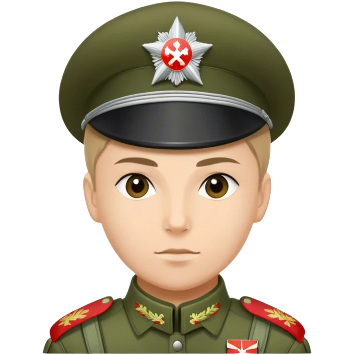 Create an emoji of a Russian VDV paratrooper wearing a Ratnik uniform, trimmed with a St. George ribbon, as he was dressed during the airdrop at Hostomel Airport. emoji