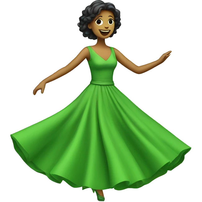 green frock dancing lady emoji