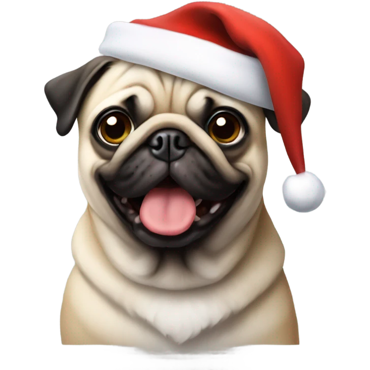 Pug with a Santa hat emoji