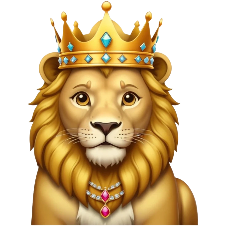 lion with king crown and jeuwlary emoji