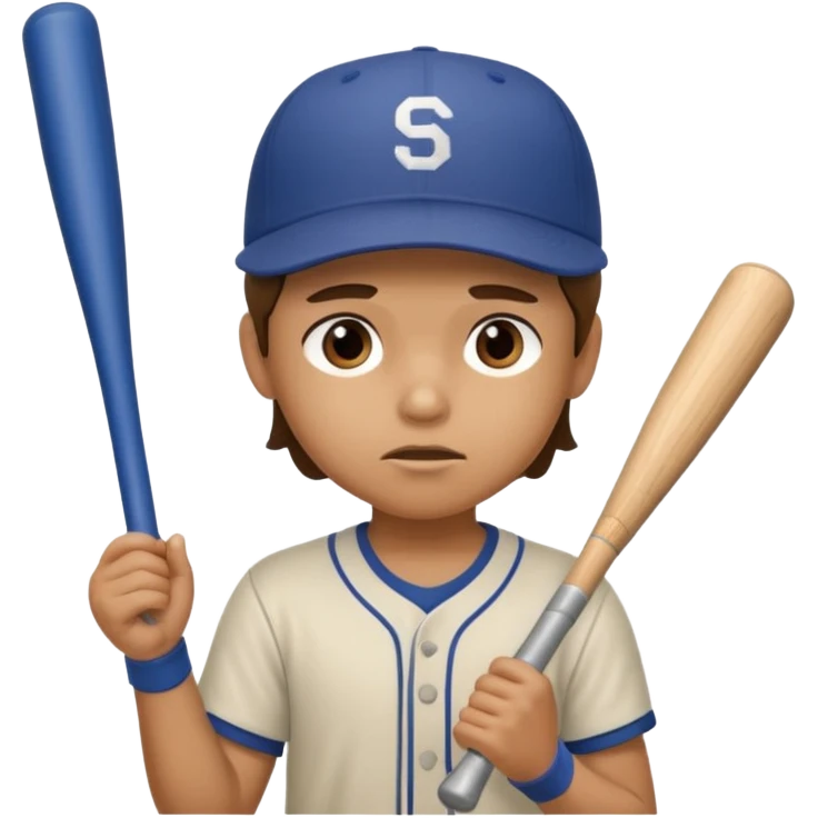 Kid hitting wiffle ball and other kid missing it emoji