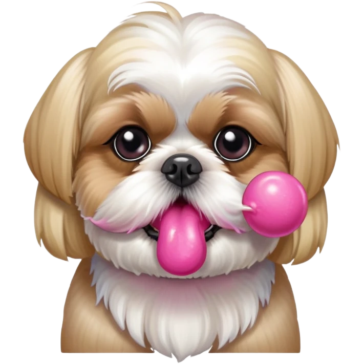 Blonde Shih tzu blowing bubblegum from its mouth emoji