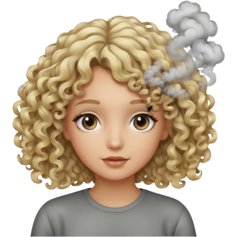 Girl blonde curly hair smoke emoji