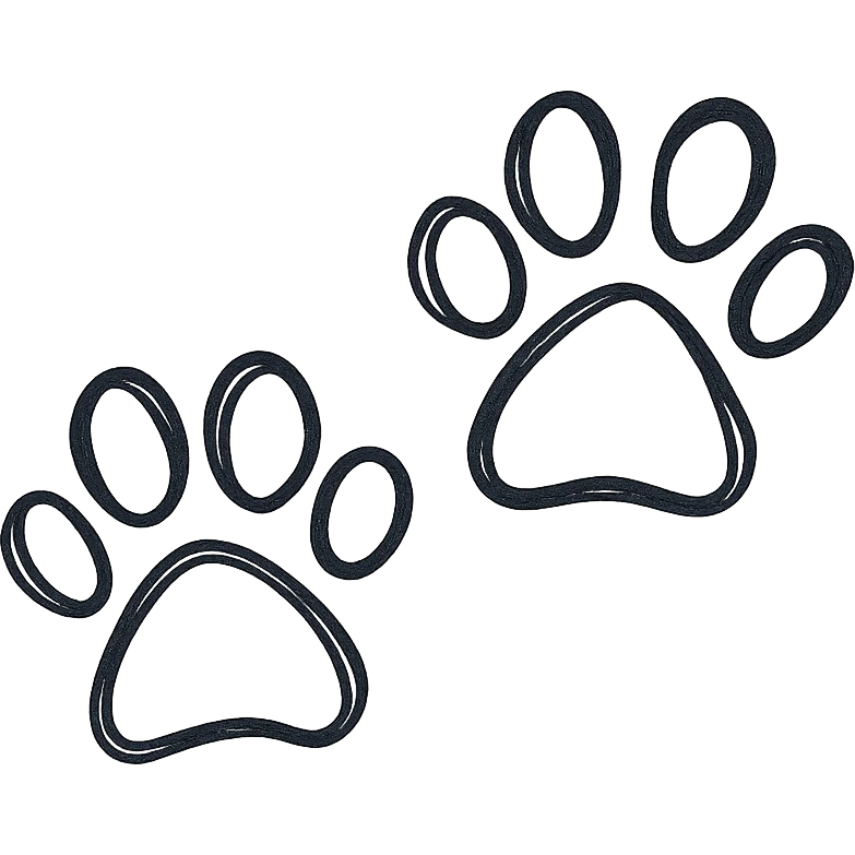 dog paws, black and white, simple emoji