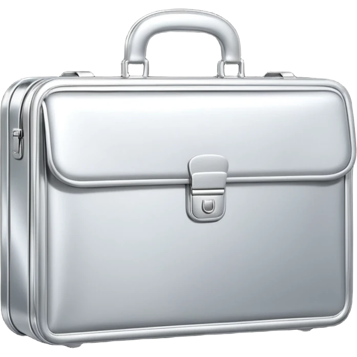 A luxury briefcase emoji made of polished silver chrome, smooth rectangular shape, metallic reflections, minimal high-end design, swag business aesthetic, iOS emoji style, centered, clean white background
 emoji