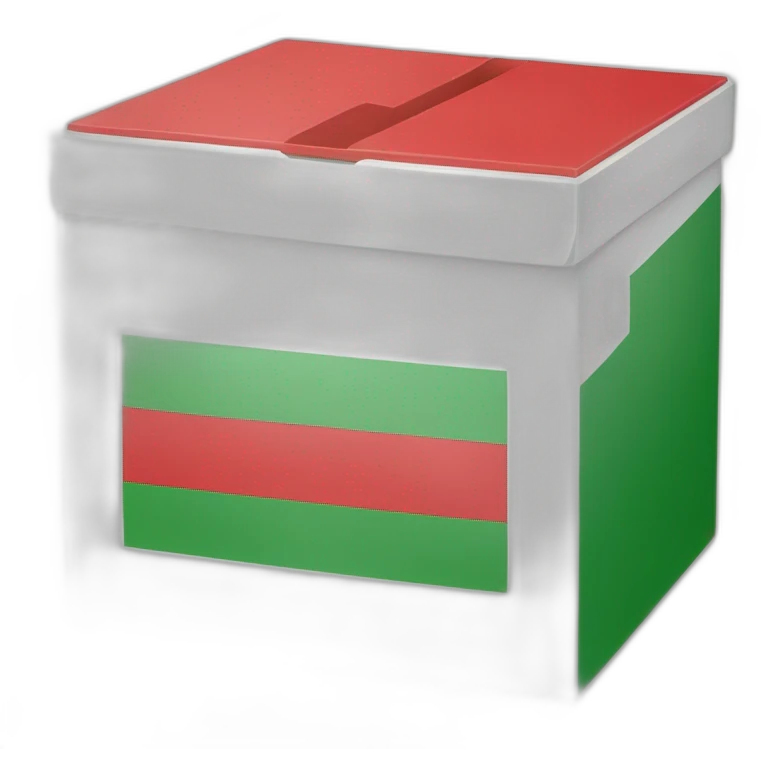 box, which is divided into two parts by the colors of the flag of Belarus on one side, and the colors of the flag of Poland on the other side. emoji