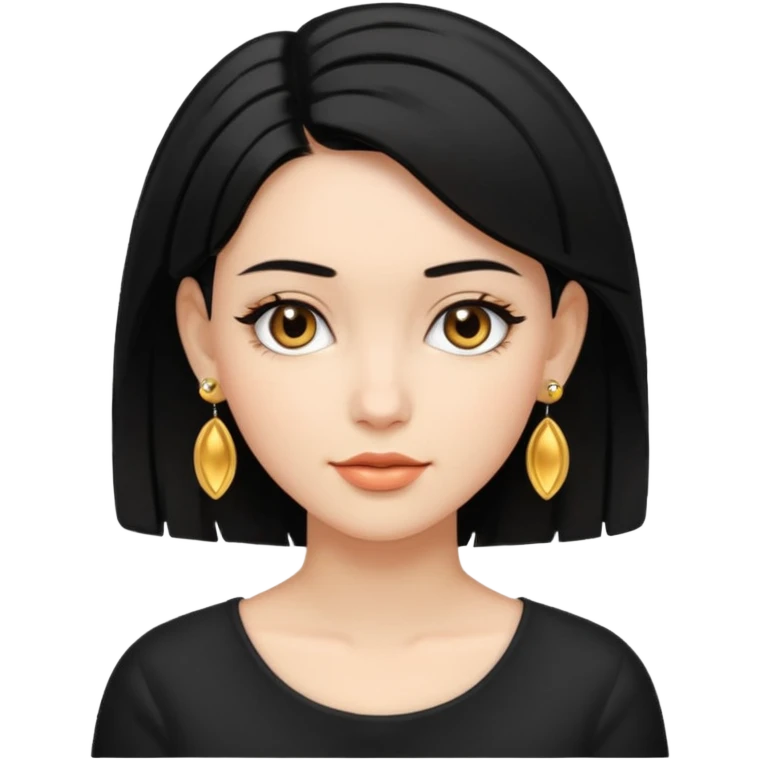 girl with bob black hairstyle and big designed earrings emoji