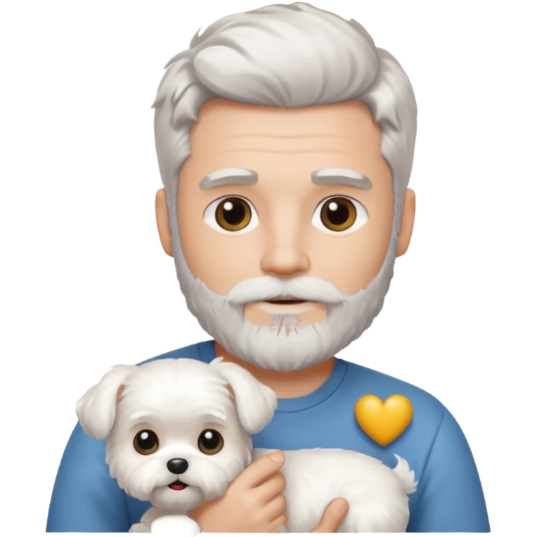 white man salt and pepper hair beard holding a white maltease emoji