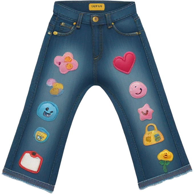bell bottom jeans with cute patches emoji