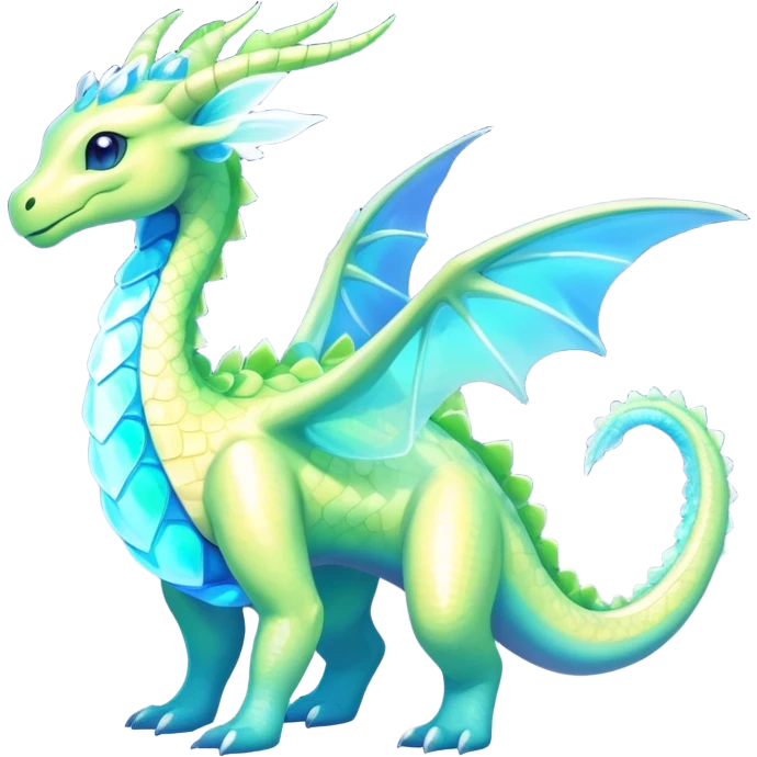 Exotic Rare Shiny Epic Ethereal Meganium-Amaura-Aurorus-Dragonair-hybrid, full body emoji