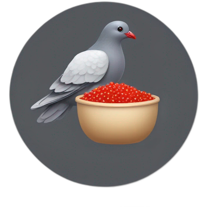 pidgeon holding red caviar in hand emoji