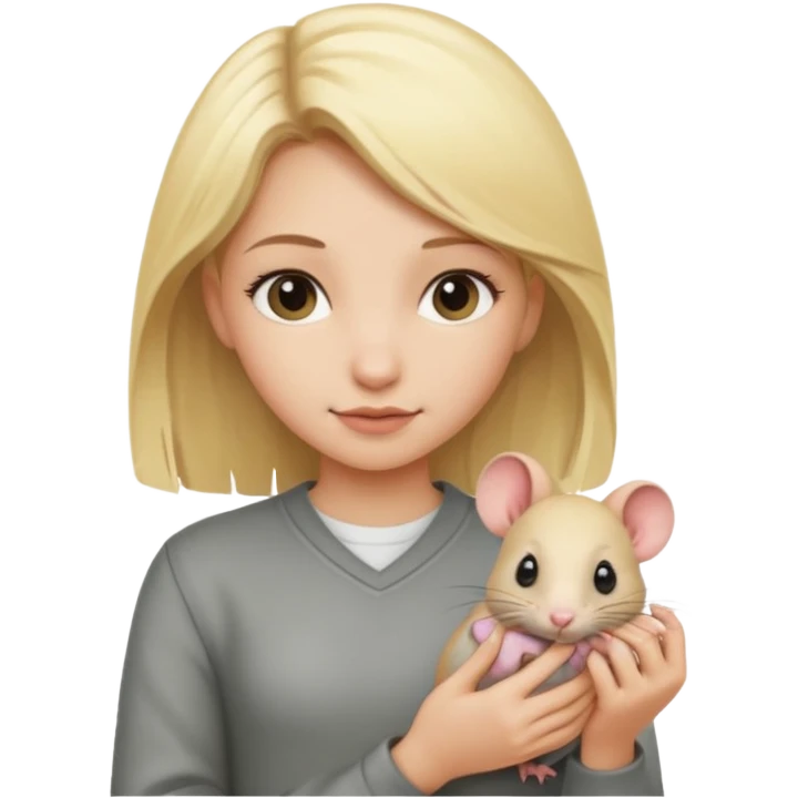 One girl blonde holding a rat emoji
