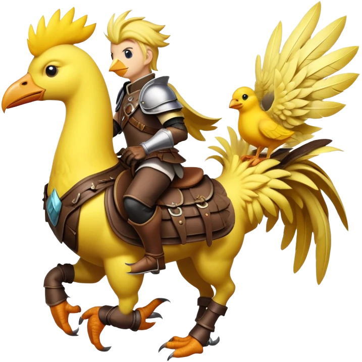 Chocobo with rider, yellow bird carrying a human character emoji