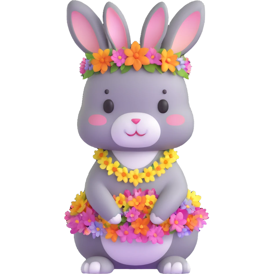 adorable bunny wearing a dress and floral crown emoji