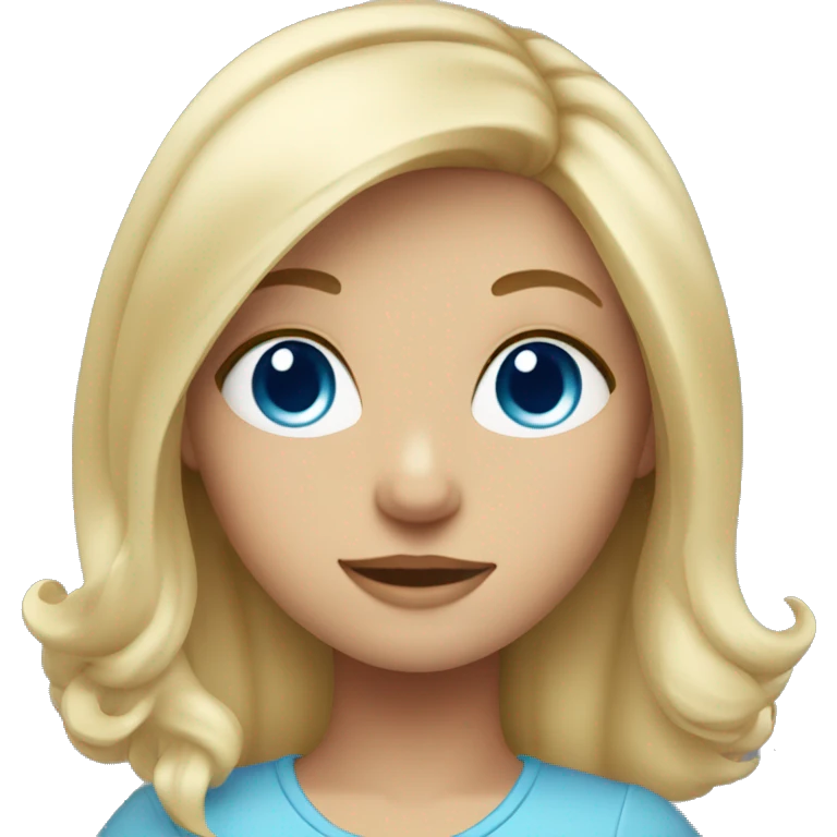 Blonde girl with blue eyes and hair gathered emoji