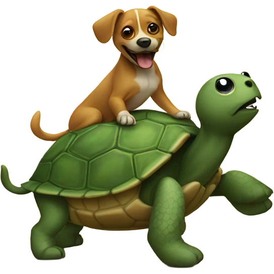 Dog dancing on a turtle emoji
