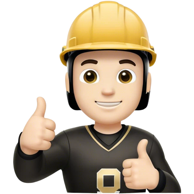 Purdue Pete thumbs up black hard hat in a football uniform emoji