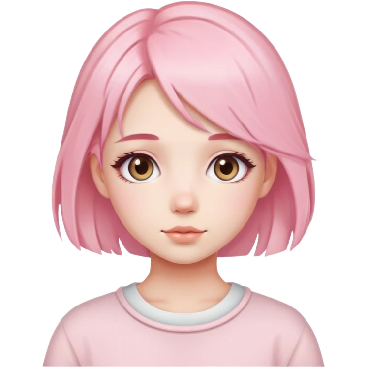 cute soft girl with blush and pastel pink hair emoji