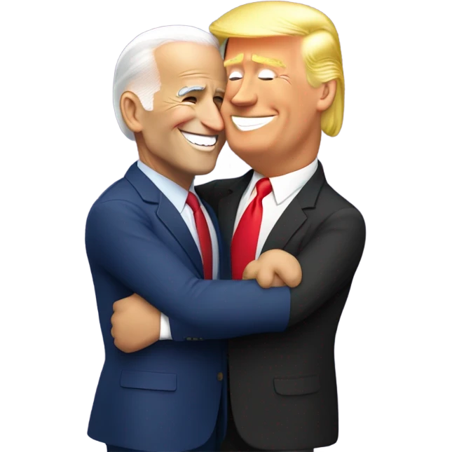 Joe Biden hugging Donald Trump emoji