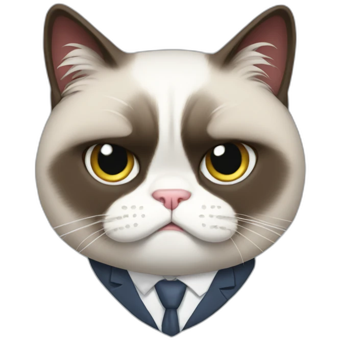 grumpy cat in a suit emoji