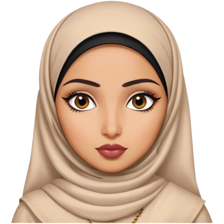 Indian nose, pretty lips, indian  clothes, medium skin, pretty bratz baddie, black eyeliner, hijab emoji