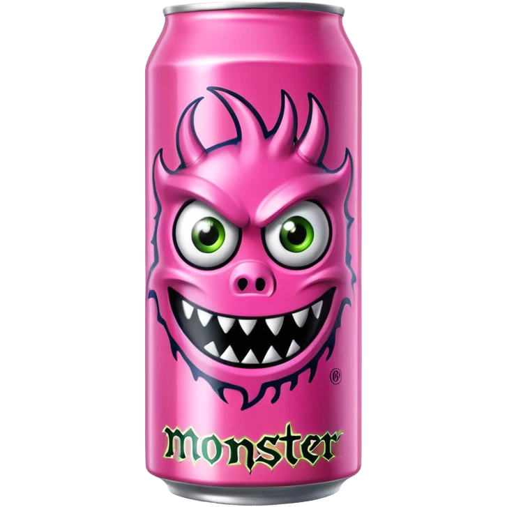 Pink monster energy drink with the logo of original monster company energy drink do not add the face in it just normal monster can  emoji