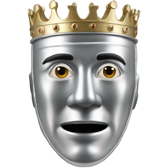 king baldwin IV in silver full face mask up with hands out emoji