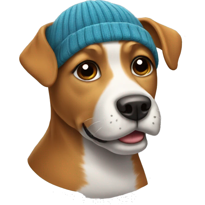 Dog wearing beanie emoji