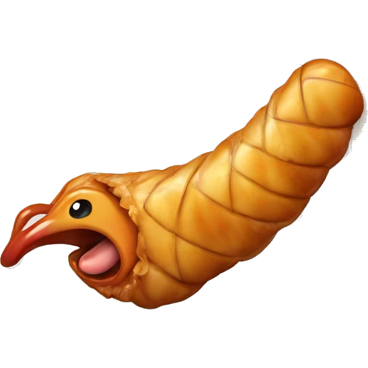 A worm eating a chicken wing emoji