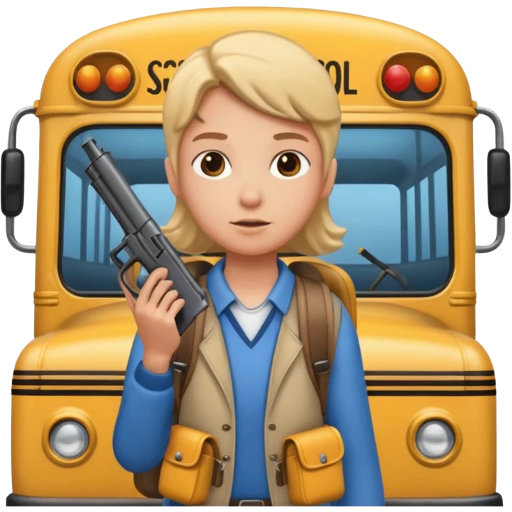 Person with gun on school bus emoji