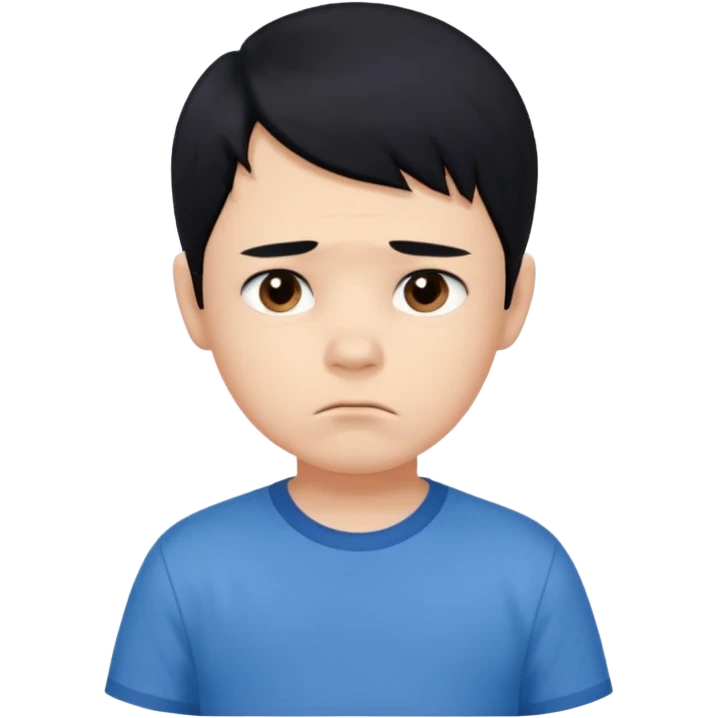 
5 year old boy, black hair, sad emoji emoji