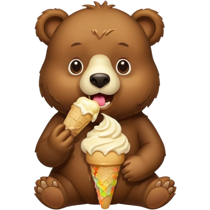 brown bear eating ice cream emoji