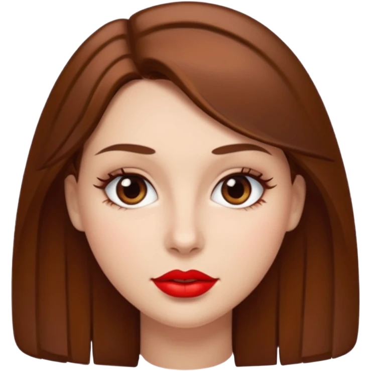 părul carre, șaten, ochii căprui, buzele roșii emoji