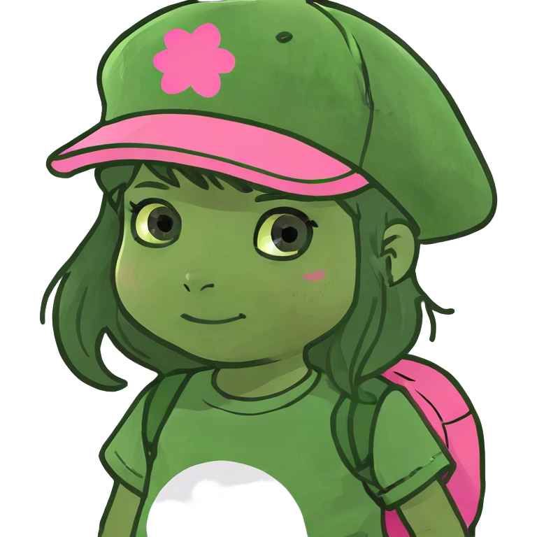 Niña con un gorro rosa emoji