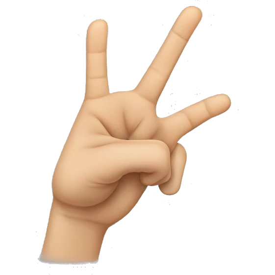 yvl hand sign with only thumb, index, and middle fingers emoji
