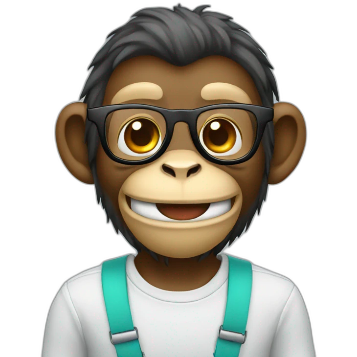 Monkey with glasses smiling with braces  emoji
