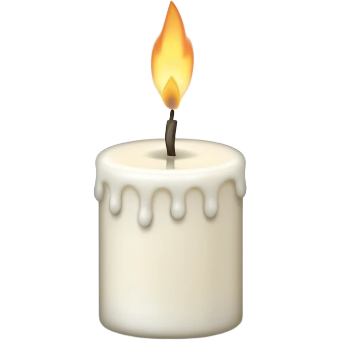 A simple emoji-style illustration of a candle with no flame, the wick slightly burnt, and a small amount of light smoke rising, minimal design, flat emoji look emoji