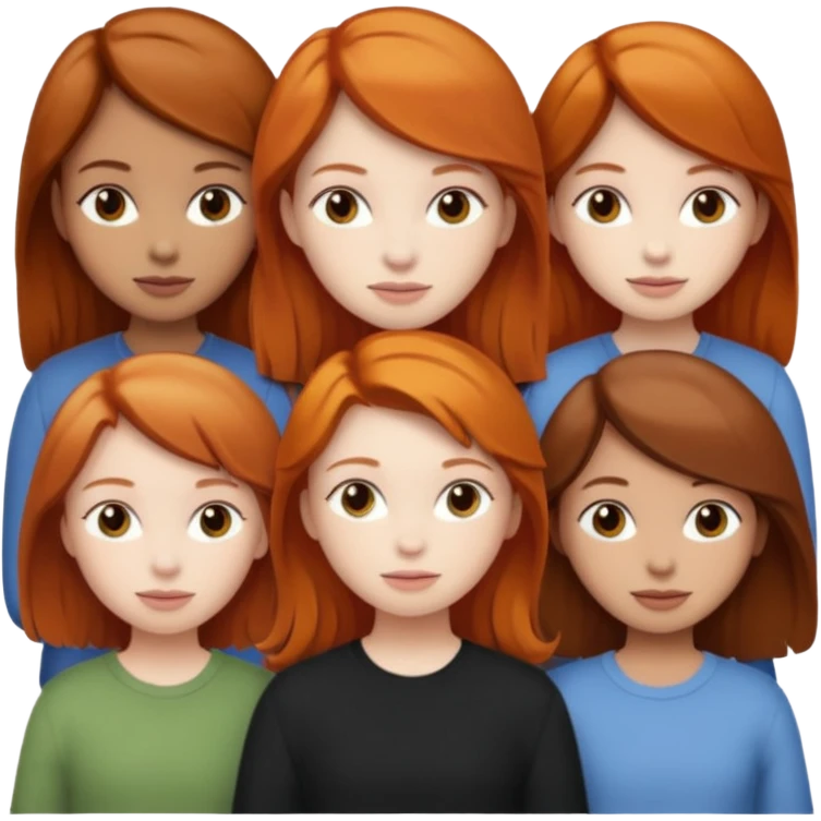 one ginger girl two brown haired girls emoji