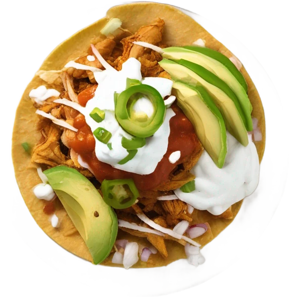Chicken tinga tostadas on white plate emoji