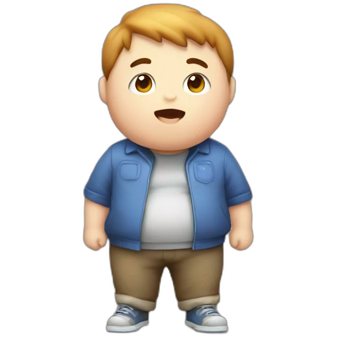 Chubby boy playing 3DS emoji