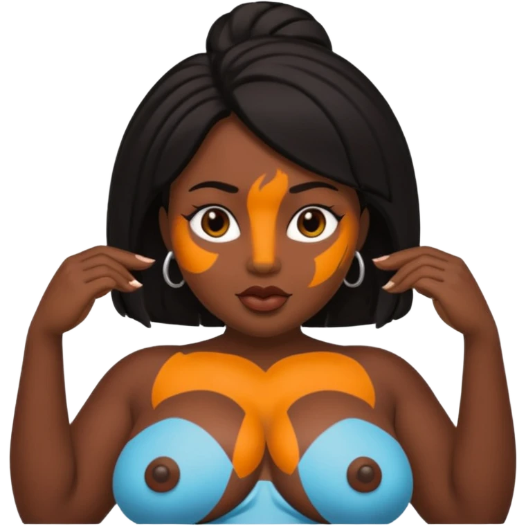 Woman black chunky with big tits naked and pussy emoji